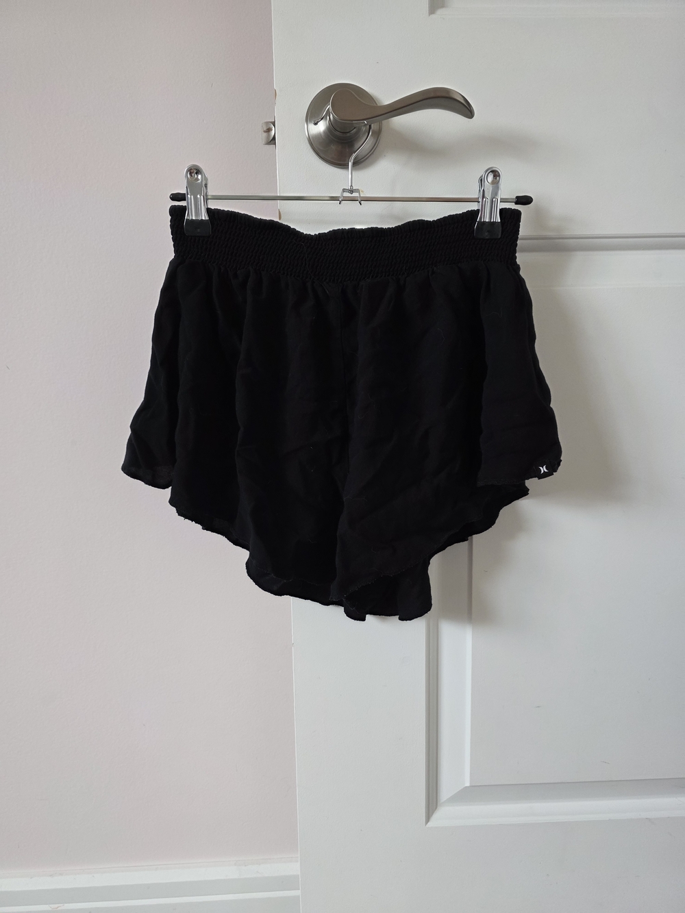 Hurley Black Smocked Waist Athletic Shorts